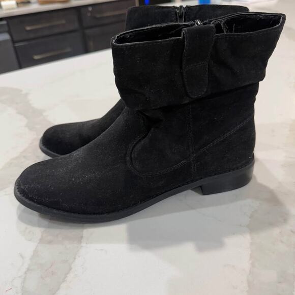 Style & Co Suede Low Calf Boots Black Womens 7.5 Ankle Booties Casual Minimalist - Picture 2 of 9